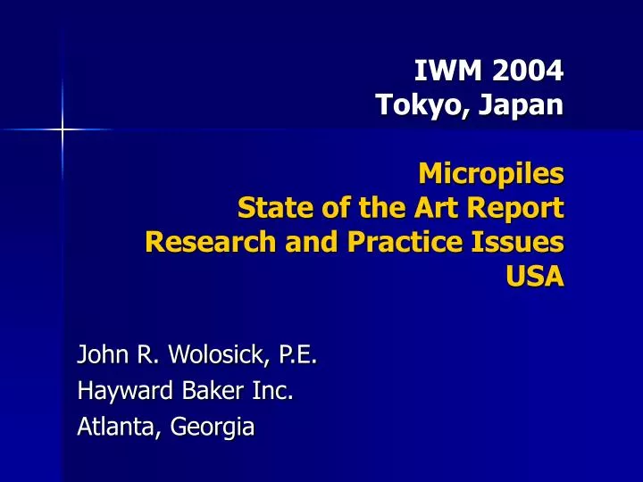 iwm 2004 tokyo japan micropiles state of the art report research and practice issues usa
