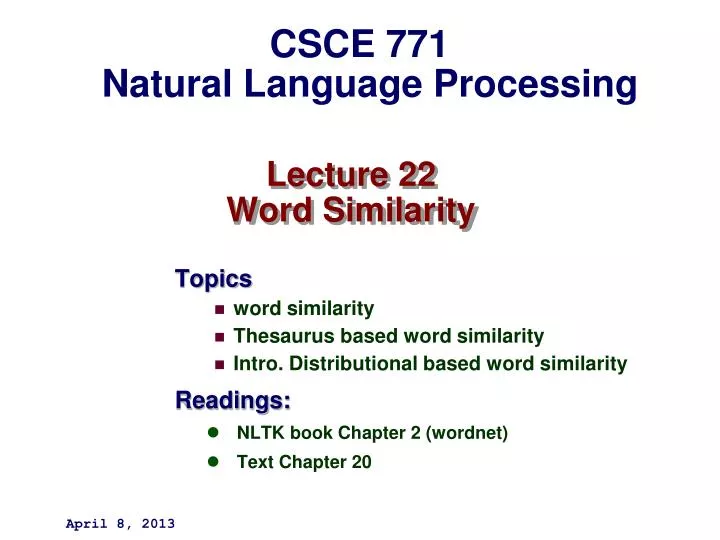 lecture 22 word similarity