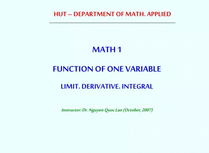 hut department of math applied