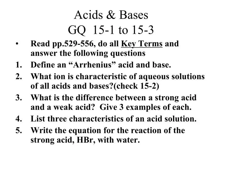 acids bases gq 15 1 to 15 3