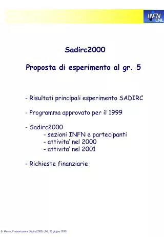 Sadirc2000 Proposta di esperimento al gr. 5