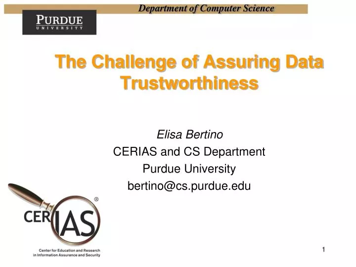 the challenge of assuring data trustworthiness