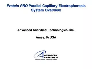 Protein PRO Parallel Capillary Electrophoresis System Overview