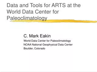 Data and Tools for ARTS at the World Data Center for Paleoclimatology