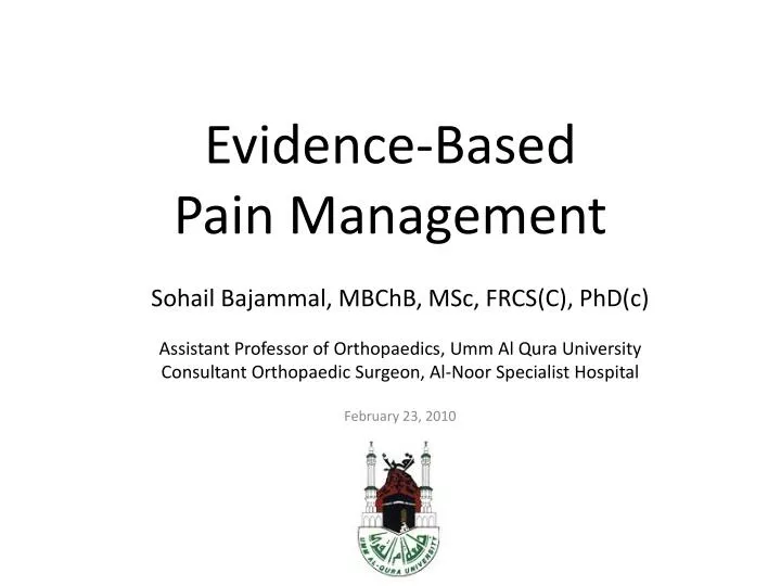 evidence based pain management