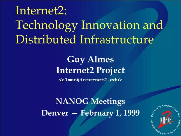 internet2 technology innovation and distributed infrastructure