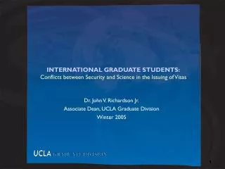INTERNATIONAL GRADUATE STUDENTS: Conflicts between Security and Science in the Issuing of Visas