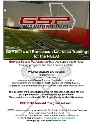 GSP kicks off Pre-season Lacrosse Training for the NGLA!