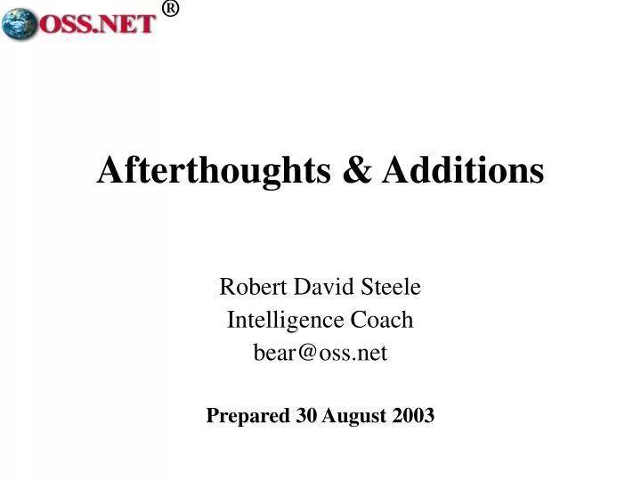 afterthoughts additions