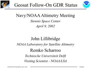 Geosat Follow-On GDR Status
