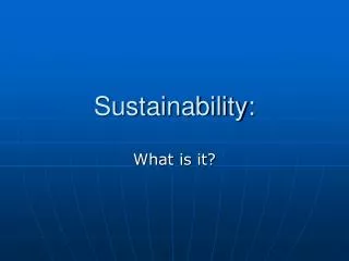 Sustainability: