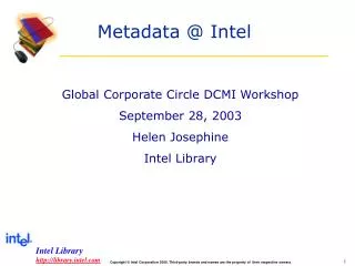 Metadata @ Intel