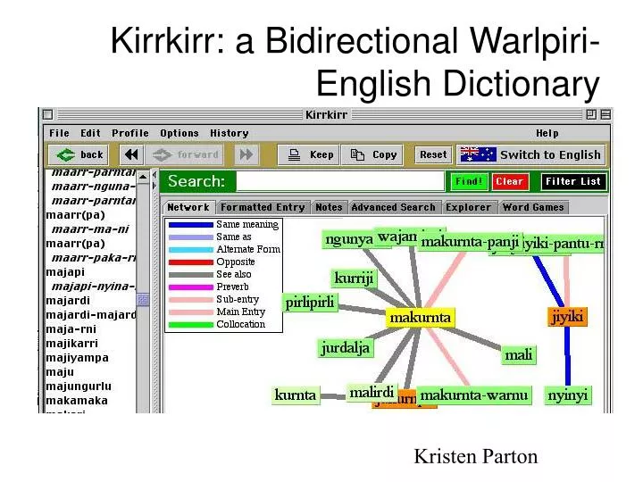 kirrkirr a bidirectional warlpiri english dictionary
