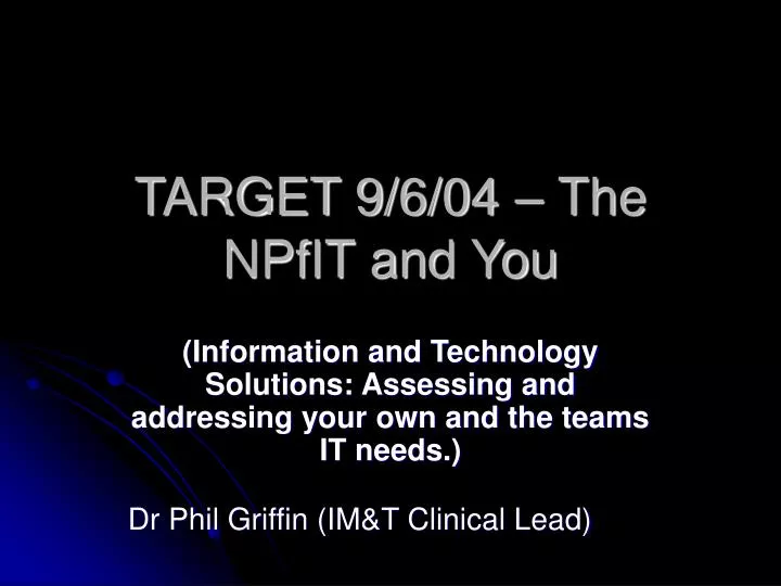 target 9 6 04 the npfit and you