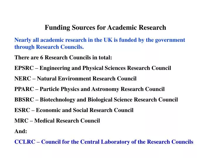 funding sources for academic research