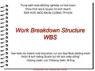 work breakdown structure wbs