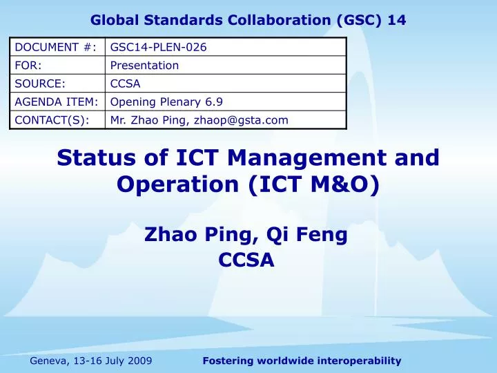 status of ict management and operation ict m o