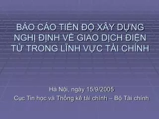b o c o ti n x y d ng ngh nh v giao d ch i n t trong l nh v c t i ch nh