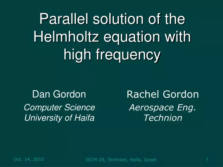 parallel solution of the helmholtz equation with high frequency