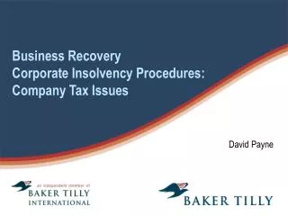 Business Recovery Corporate Insolvency Procedures: Company Tax Issues