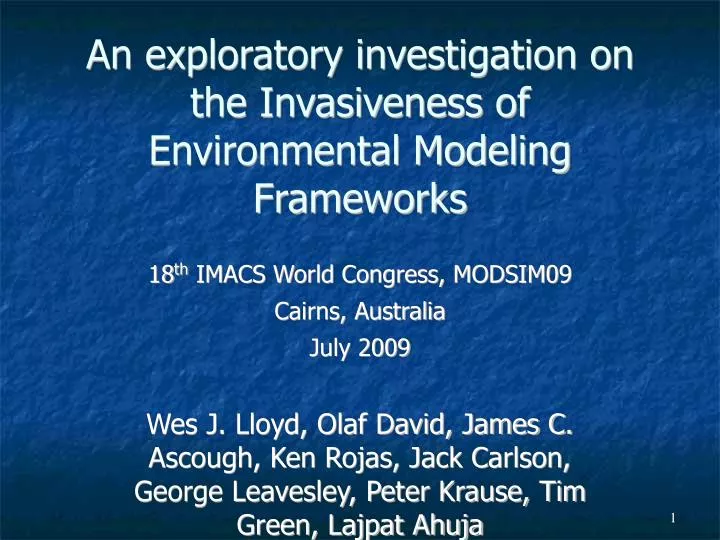 an exploratory investigation on the invasiveness of environmental modeling frameworks