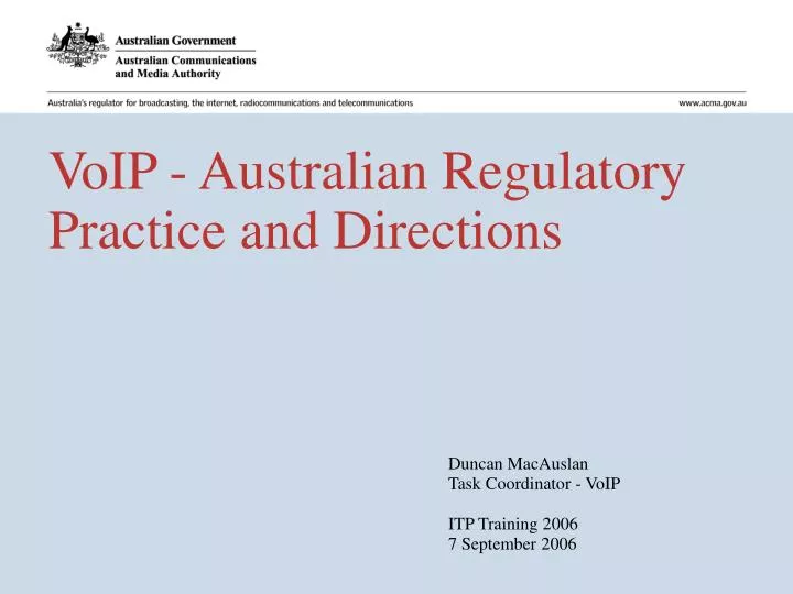 voip australian regulatory practice and directions
