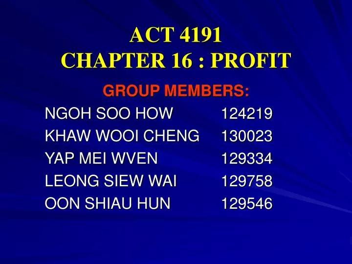 act 4191 chapter 16 profit