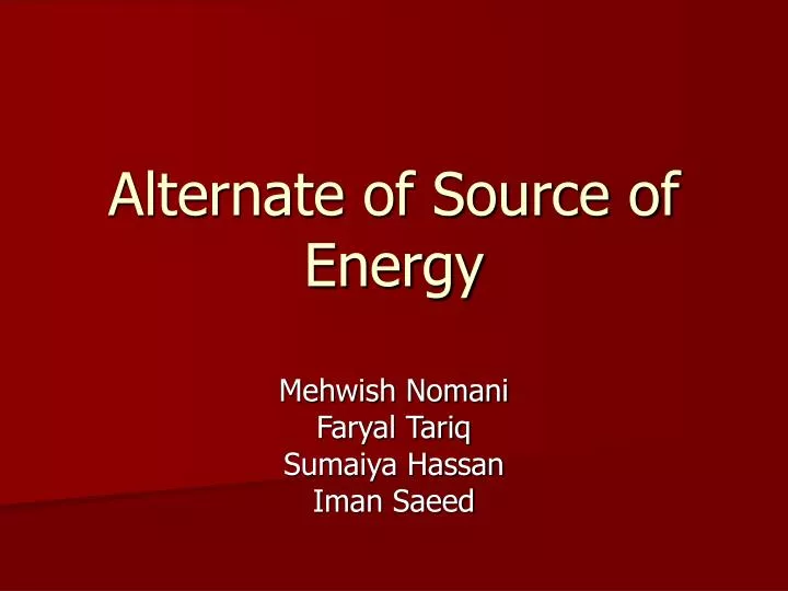 alternate of source of energy