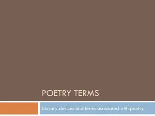 POETRY TERMS