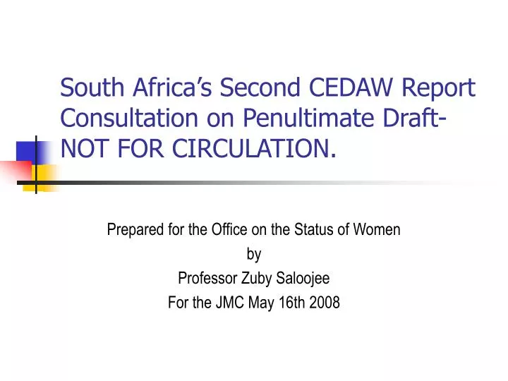 south africa s second cedaw report consultation on penultimate draft not for circulation