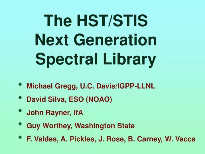 the hst stis next generation spectral library