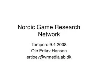 Nordic Game Research Network
