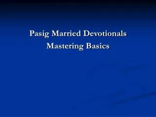 Pasig Married Devotionals Mastering Basics