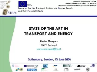 STATE OF THE ART IN TRANSPORT AND ENERGY