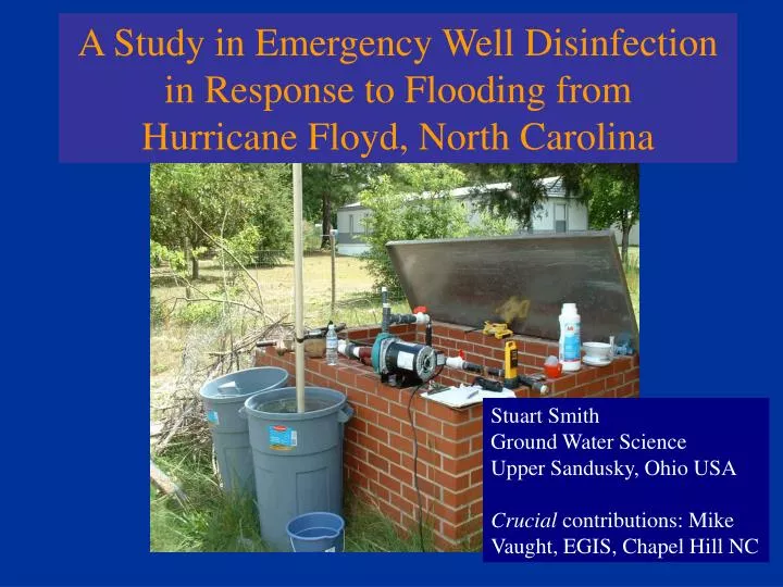 a study in emergency well disinfection in response to flooding from hurricane floyd north carolina