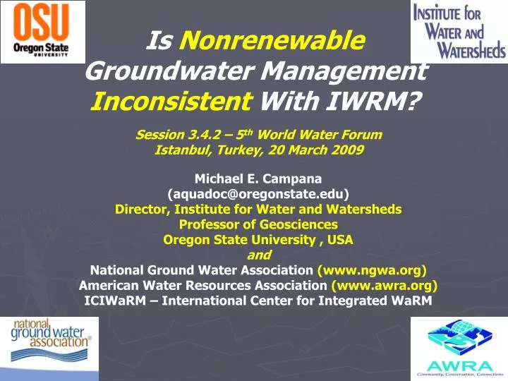is nonrenewable groundwater management inconsistent with iwrm