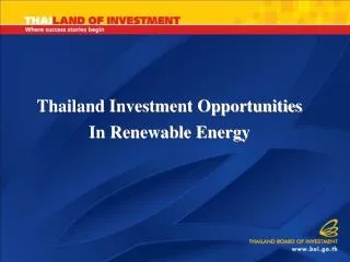 Thailand Investment Opportunities In Renewable Energy