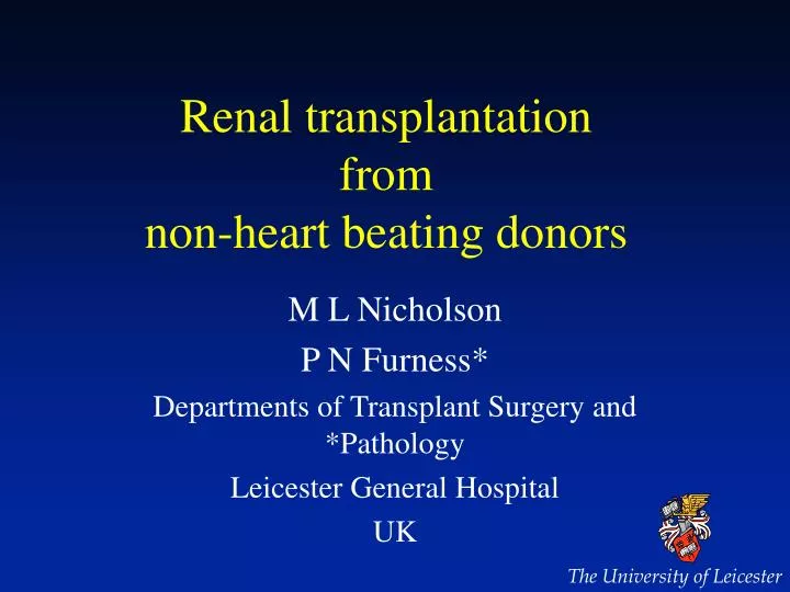 renal transplantation from non heart beating donors