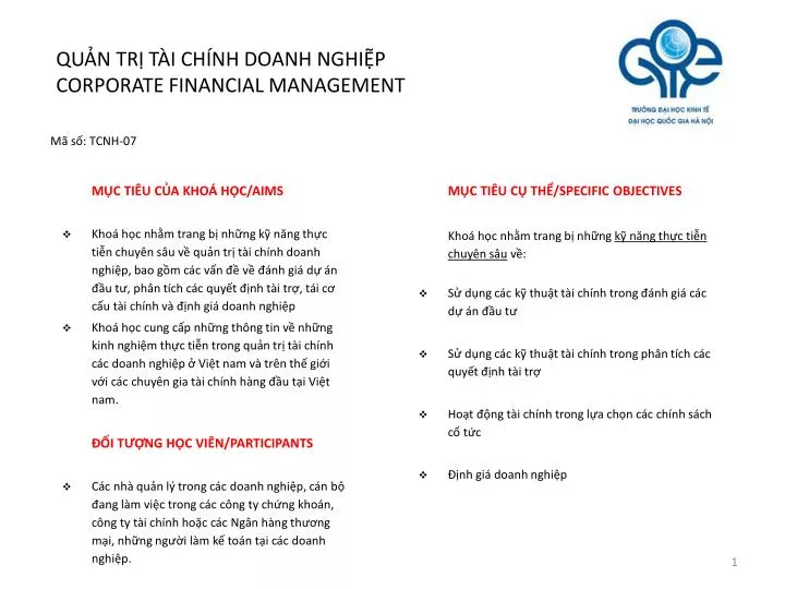 qu n tr t i ch nh doanh nghi p corporate financial management