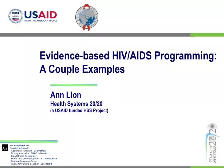 evidence based hiv aids programming a couple examples