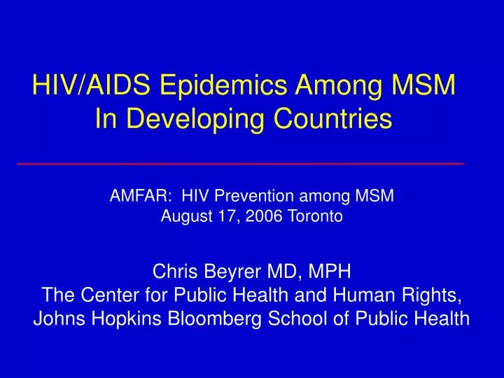hiv aids epidemics among msm in developing countries
