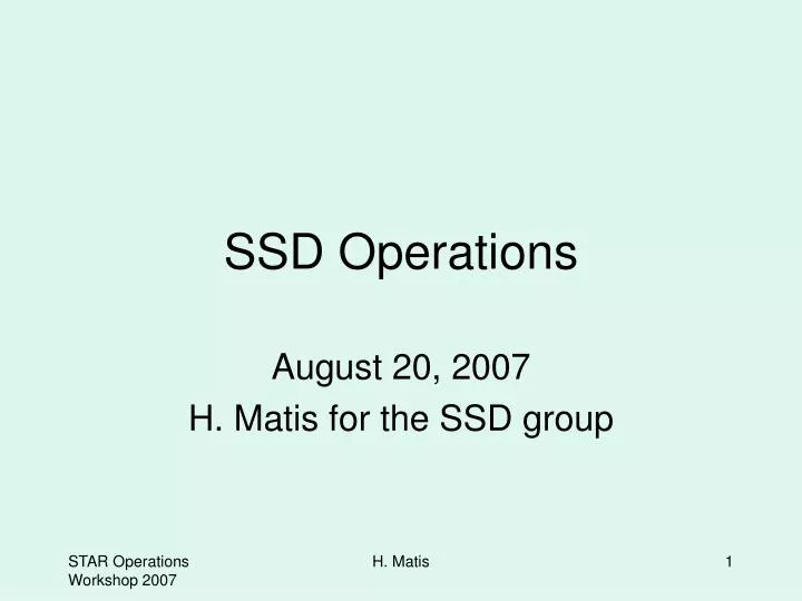ssd operations