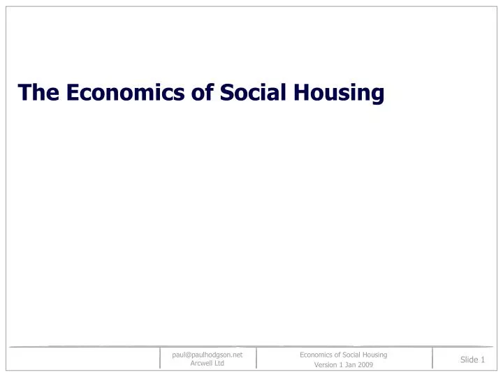 the economics of social housing