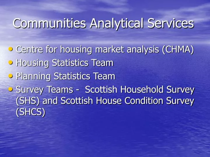 communities analytical services