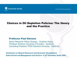 Choices in Oil Depletion Policies: The theory and the Practice
