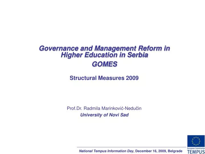 governance and management reform in higher education in serbia gomes structural measures 2009