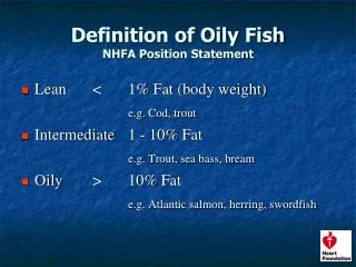 Definition of Oily Fish NHFA Position Statement