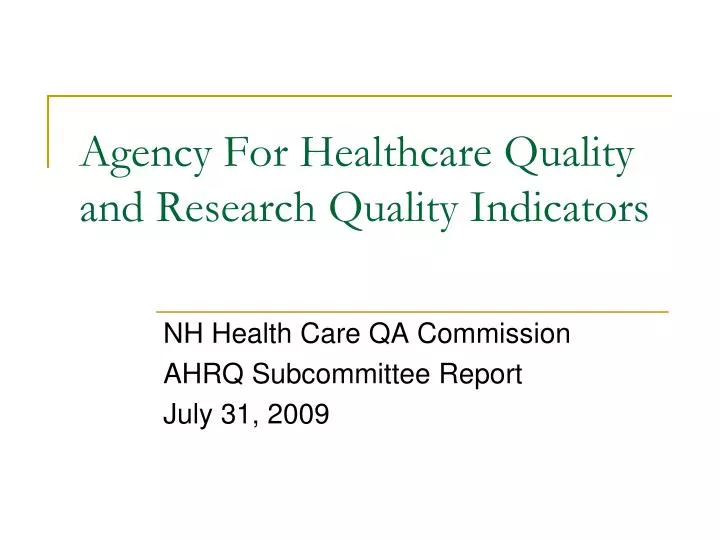 agency for healthcare quality and research quality indicators