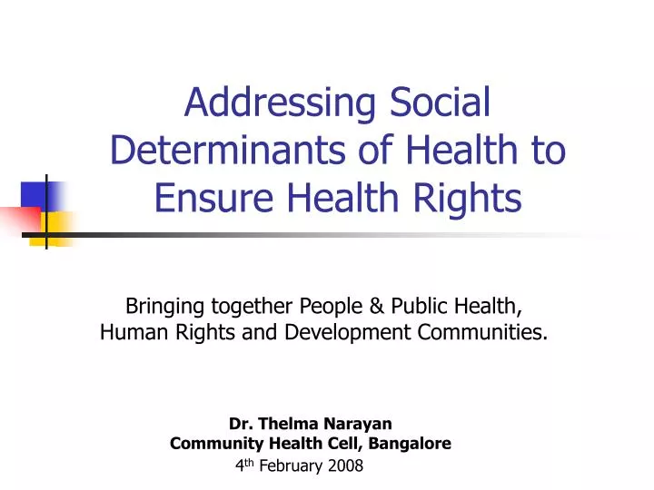 addressing social determinants of health to ensure health rights