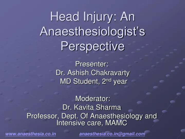 head injury an anaesthesiologist s perspective
